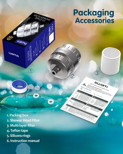 Miniatura 7 de Filtro de ducha de 15 etapas, filtro de agua dura, elimina el cloro, metales pesados y otros sedimentos, el suavizante de agua con vitamina C reduce