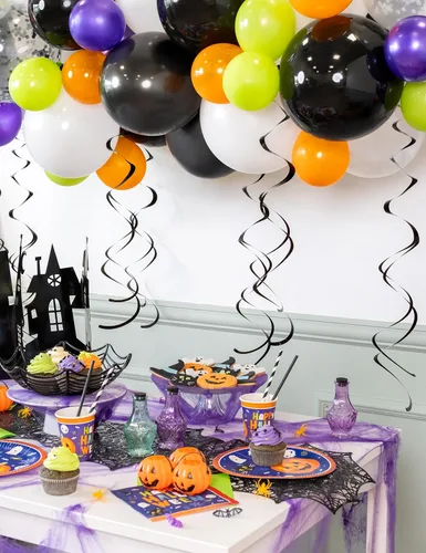 Miniatura 4 de Decoraciones de remolinos de plástico para colgar, empaque de 8 unidades, de la marca Unique, 26", Negro