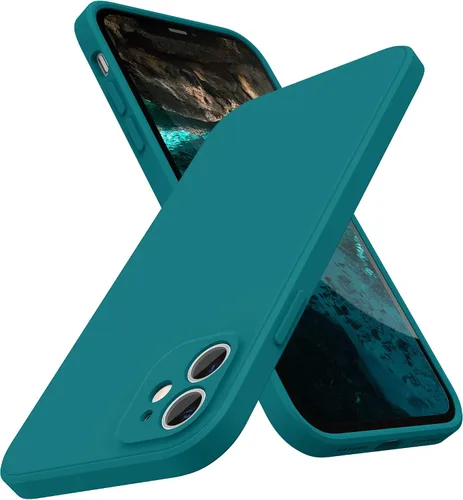 Miniatura 26 de SURPHY Diseño para iPhone 11 con protección de cámara, diseño delgado de borde recto, funda de silicona líquida para iPhone 11 de 6.1 pulgadas, negro