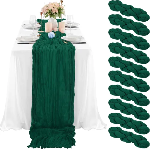 Miniatura 40 de 10 piezas de camino de mesa de estopilla en azul bebé 10 pies, camino de mesa de gasa para recepción de boda, despedida de soltera, fiesta