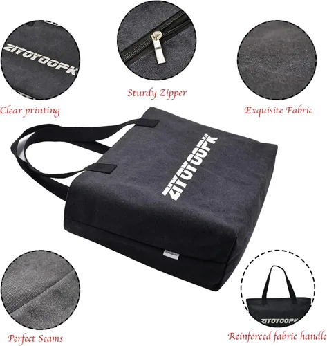 Miniatura 3 de Bolso de mano de lona para mujer, bolso de hombro estilo hobo casual con cremallera