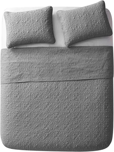 Miniatura 3 de VCNY Home Edredón para cama individual – Edredón individual alternativo de 2 piezas, colcha floral con funda (Caroline, ropa de cama gris)