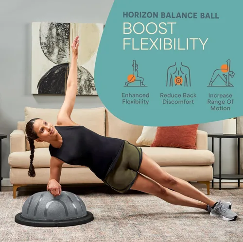 Miniatura 2 de Lifepro Half Balance Ball Trainer - Pelota de estabilidad para ejercicio, entrenamientos de cuerpo completo, gimnasio en casa y terapia física, Gris