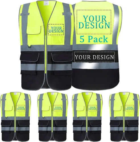 Miniatura 22 de Chalecos de seguridad con logotipo personalizado (S, M, L, XL, 2XL, 3XL, 4XL) Chalecos de seguridad reflectantes de alta visibilidad Clase 2