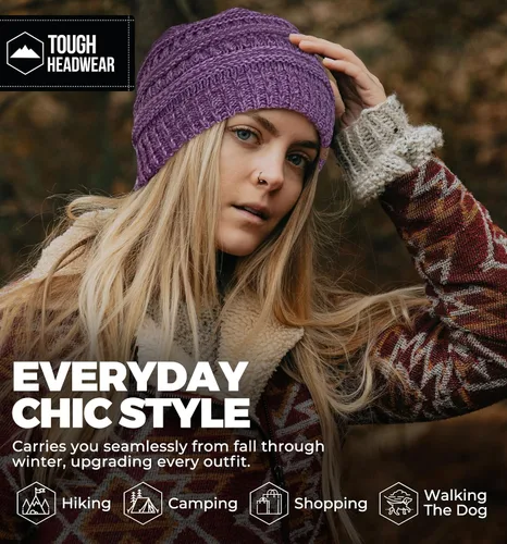 Miniatura 6 de Gorro de punto para mujer, cálido y suave, elástico, para clima frío de Tough Headwear