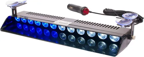 Miniatura 12 de Luz Estroboscópica de Destello LED Azul de Advertencia de Emergencia con 12 LED, Ventosa para Salpicadero Interior, Techo, Parabrisas, Salpicadero