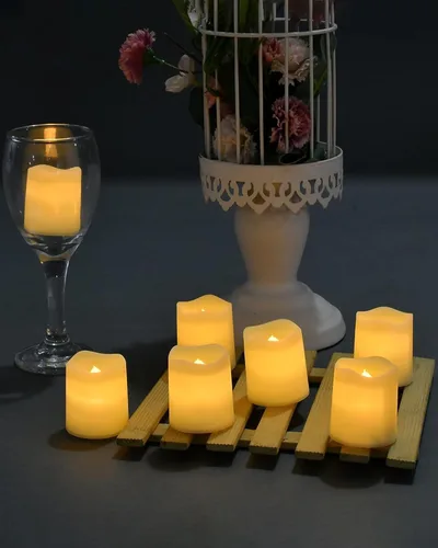 Miniatura 8 de SHYMERY Velas votivas sin llama, velas falsas eléctricas parpadeantes sin llama, paquete de 24 velas LED de té LED de más de 200 horas a