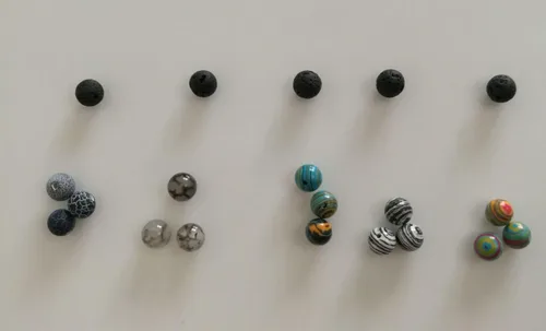 Miniatura 3 de 200 cuentas sueltas de piedra de lava negra y ágata con patrón de dragón, piedra envejecida, piedra malaquita, cuentas redondas volcánicas de 0.315
