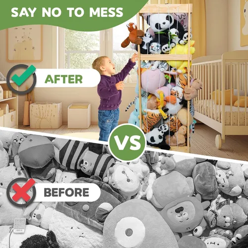 Miniatura 5 de Almacenamiento de animales de peluche con gran capacidad, almacenamiento de juguetes de zoológico de animales de peluche, organizador de Natural