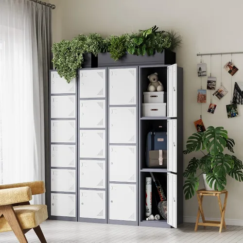 Miniatura 5 de Letaya Taquillas de metal para empleados, gabinete de almacenamiento de acero de 71 pulgadas con 4 puertas con cerradura para personal de oficina
