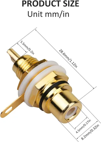 Miniatura 2 de 20 conectores de terminal de audio para montaje en panel, cabeza de loto RCA, conector hembra de soldadura (10 unidades negras + 10 unidades rojas)