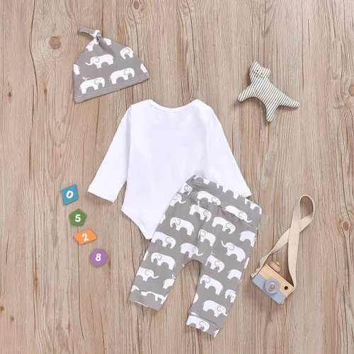 Miniatura 3 de Conjunto de ropa para bebés recién nacidos, mameluco, pantalones, sombrero, 3 piezas