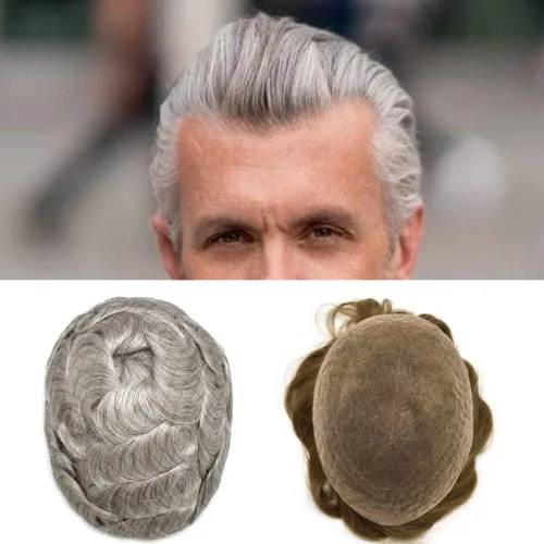 Miniatura 86 de PUNRU HAIR Completo Swiss Lace Toupee para hombres Sistema de cabello humano real Sistema de reemplazo de cabello humano para hombre Toupee