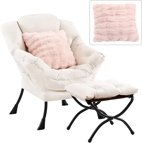 Miniatura 11 de Silla perezosa para sala de estar, silla decorativa grande negra con una almohada, juego de sofá de ocio, cómoda silla de lectura para dormitorio