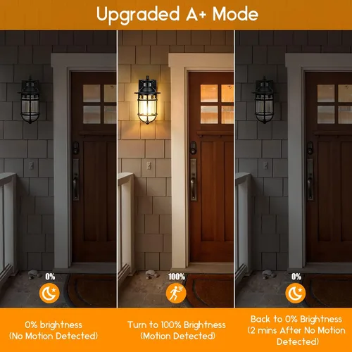 Miniatura 4 de Farol de pared con sensor de movimiento para exteriores, del anochecer al amanecer, impermeable, con vidrio sembrado, lámpara de montaje en pared