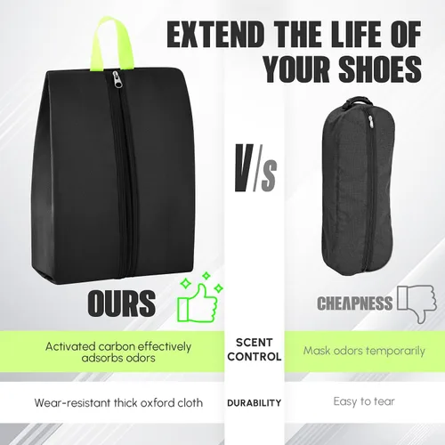 Miniatura 4 de 1 bolsa de tacos a prueba de olores de 4 capas, se adapta hasta la talla 14, resistente al olor y al barro, impermeable, se adapta a zapatos de Negro
