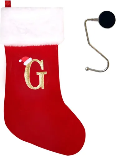 Miniatura 73 de Medias de Navidad de 20 pulgadas con monograma, letras, medias súper suaves grandes de Navidad, medias de monograma rojo para Navidad, regalo