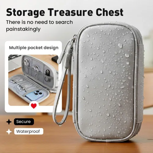 Miniatura 5 de Bolsa organizadora de cables de viaje, caja organizadora de cables actualizada 2026, caja organizadora de cables electrónicos de doble capa, bolsa