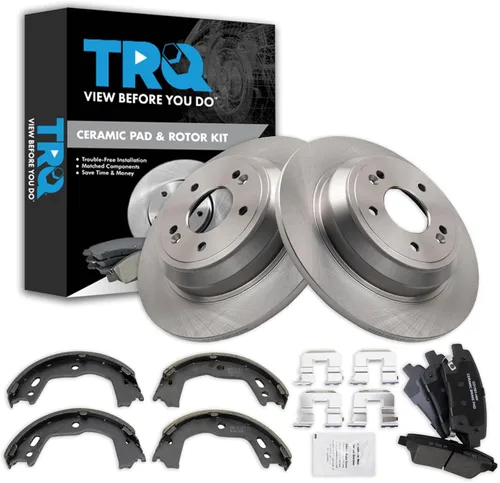 Miniatura 54 de TRQ Kit de pastillas de freno y rotor Posi trasero premium con zapatas de estacionamiento para camión GM SUV