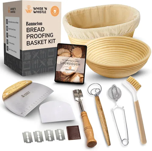 Miniatura 13 de Cesta para fermentación de pan Banneton - Suministros para hornear pan de masa madre – Kit de inicio para masa madre – Cesta para fermentación