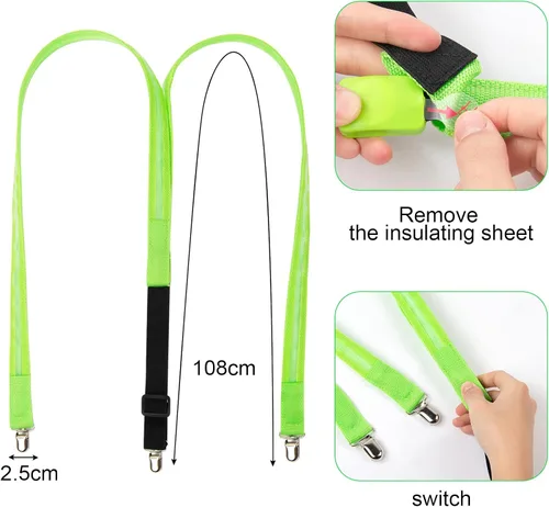 Miniatura 3 de Ainiv Corbatas iluminadas, corbatines y tirantes LED, suministros de fiesta que brillan en la oscuridad, ajustables para mujeres y hombres
