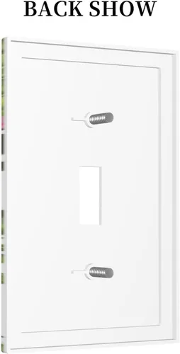 Miniatura 4 de Cubierta de placa de pared con palmera verde de planta tropical, cubierta de interruptor de luz de 1 cuadrilla, hojas de plátano, flores rosas