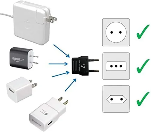 Miniatura 3 de Adaptador de corriente de viaje de Estados Unidos a Bélgica para conectar enchufes eléctricos de América del Norte a tomacorrientes belgas para Negro