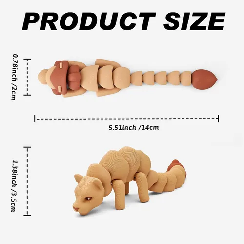 Miniatura 27 de Yipintang Criaturas Impresas en 3D Animales Flexibles - Juego de Animales Fidget de 7 Pulgadas para Decoración de Estantes (Pareja de León Adulto)