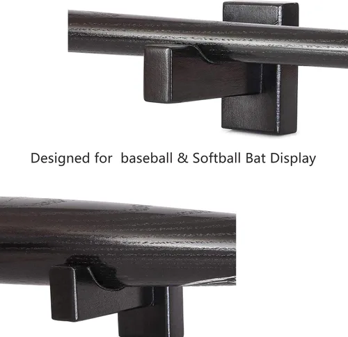 Miniatura 4 de Orga'Neat Estuche de exhibición para bate de béisbol, soporte de pared para bate colgador, estante horizontal de árbol de fresno sólido hecho a mano