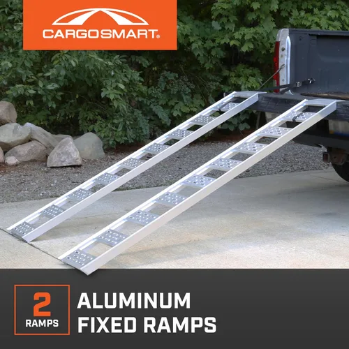 Miniatura 4 de CARGOSMART Rampa fija recta de aluminio con peldaños (2 unidades) - Carga y descarga de equipos ligeros, tractores de césped, ATV y más, capacidad