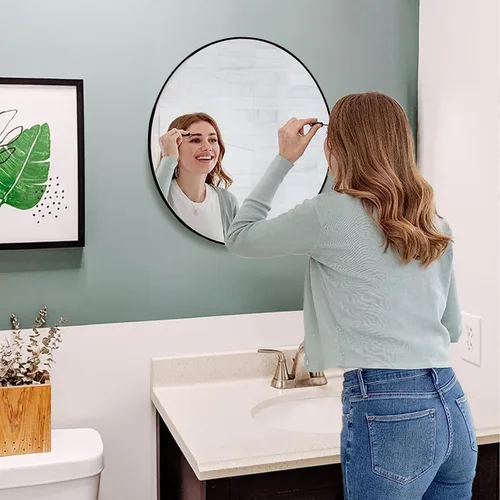 Miniatura 3 de Fabuday Espejo redondo negro para pared de 24 pulgadas, espejo circular para baño, entrada, sala de estar, pasillo, decoración de tocador, espejo