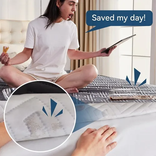 Miniatura 2 de BDEUS Protector de colchón impermeable tamaño Queen con correas, funda de cama silenciosa con bolsillo profundo ajustable de hasta 18 pulgadas