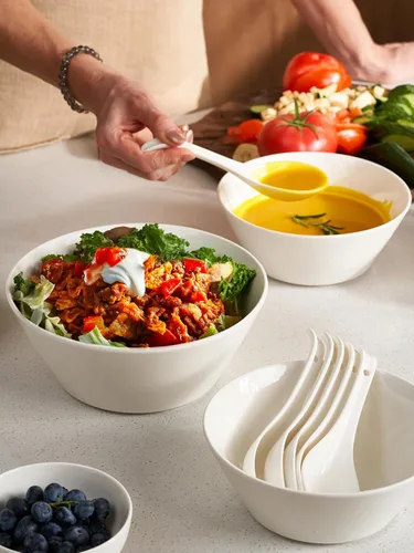 Miniatura 4 de DOWAN Juego de 4 cuencos de sopa grandes de 32 onzas, cuencos de cerámica blanca para cocina, cuencos profundos para cereales, ensalada, pasta