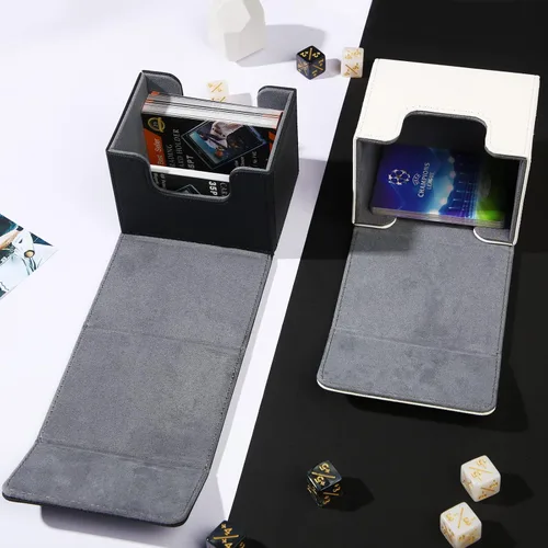 Miniatura 5 de Weewooday 2 cajas de cartas de cuero de gran tamaño para más de 100 cartas con funda para juego coleccionable, compatible con Mtg Tcg