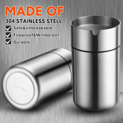 Miniatura 3 de 2 tazas de acero inoxidable para automóvil con tapa, portavasos, desmontable, resistente al viento, cubo para viajes al aire libre, oficina en casa