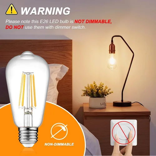 Miniatura 3 de Ascher – Bombillas LED Edison vintage, 6 W, equivalentes a 60 W de bombillas incandescentes, no regulables, luz blanca cálida 2700K, bombillas