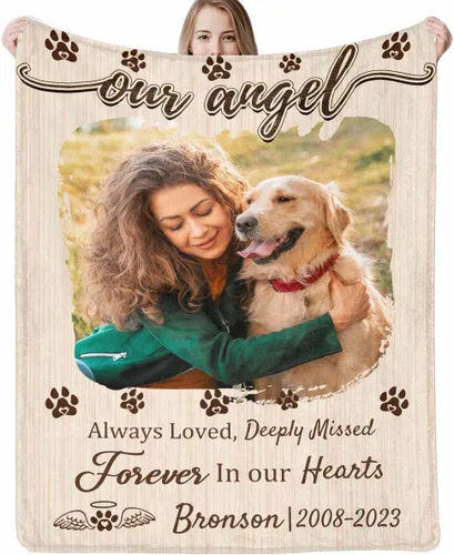 Miniatura 12 de Artsadd Manta de memoria personalizada, regalo personalizado con imagen de perro, manta conmemorativa, regalo de condolencias para amantes
