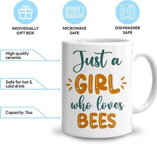 Miniatura 3 de Hyturtle Regalos personalizados para amantes de las abejas, taza de café de cerámica con nombre personalizado de 11 onzas, idea de regalos lindos