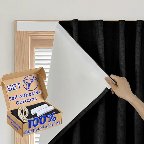 Cortina opaca adhesiva, tratamiento completo de ventana de oscuridad para oficina en casa (25 pulgadas de ancho x 40 pulgadas de largo, 1 panel,