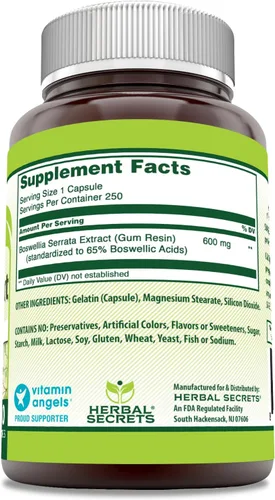 Miniatura 2 de Extracto de Boswellia Serrata Herbal Secrets (65% de ácidos de boswellia) 0.021 oz 120 comprimidos naturales, paquete de de 1, 1