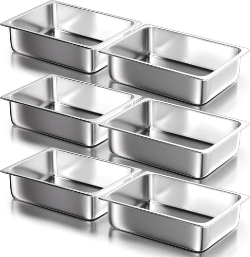 Miniatura 17 de WantJoin Sartenes de mesa de vapor para hotel, tamaño medio de 2.5 pulgadas de profundidad, paquete de 6, juego de bandejas de metal de acero
