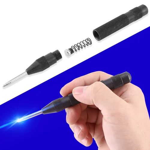 Miniatura 3 de Perforadora automática para agujero central, perforadora central de 5 pulgadas con resorte de impacto ajustable, herramienta manual para metal