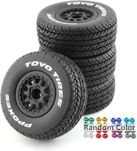 Miniatura 10 de Ruedas y neumáticos para camión de campo corto 1/10 a control remoto con neumáticos hexagonales de 0.472 in a escala 1:10 para automóvil todoterreno