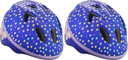 Schwinn Casco clásico de bicicleta para niños, lunares morados, casco para niños de 1 a 3 años, ultraligero, dial ajustable, cobertura completa con