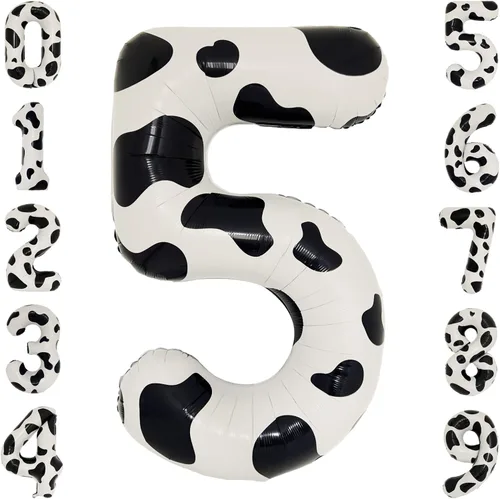 Miniatura 5 de Globo grande con estampado de vaca de 40 pulgadas para decoración de cumpleaños de vaquera, suministros de fiesta, globos con estampado de vaca
