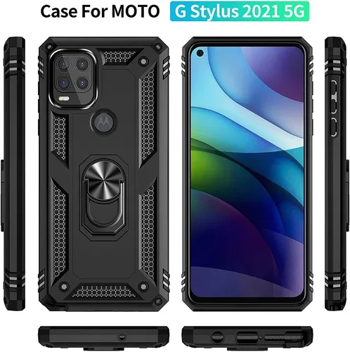 Miniatura 7 de Androgate Funda compatible con Moto G Stylus 5G con protector de pantalla HD, soporte de anillo de grado militar, soporte para automóvil, prueba