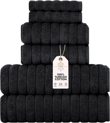 Miniatura 31 de Classic Turkish Towels - Juego de toallas de baño de algodón extragrande de alta calidad, gruesas y absorbentes, toallas de baño de lujo acanaladas