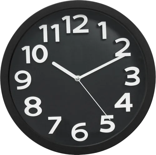 Tempus TC62127B - Reloj de pared contemporáneo con cara de marco, números contrastantes elevados y movimiento silencioso de barrido, 13 pulgadas,