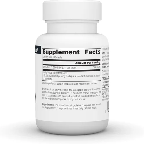 Miniatura 3 de Source Naturals Enzima de piña bromelina - 2,000 GDU/GRAM - 500mg - 30 Cápsulas