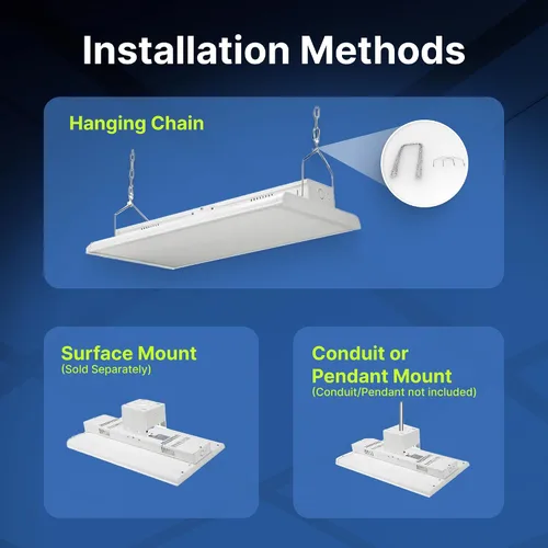 Miniatura 5 de Konlite - Luces de tienda LED lineales de 2 pies, 105W, 14,170 lm de techo de bahía para uso comercial e industrial, luces de tienda sin